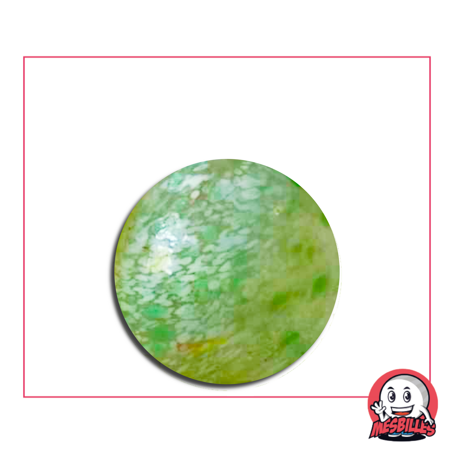 Biglia verde puntinata da 25 mm – effetto perlato e riflessi luminosi, perfetta per creazioni artistiche o collezioni tematiche sulla natura