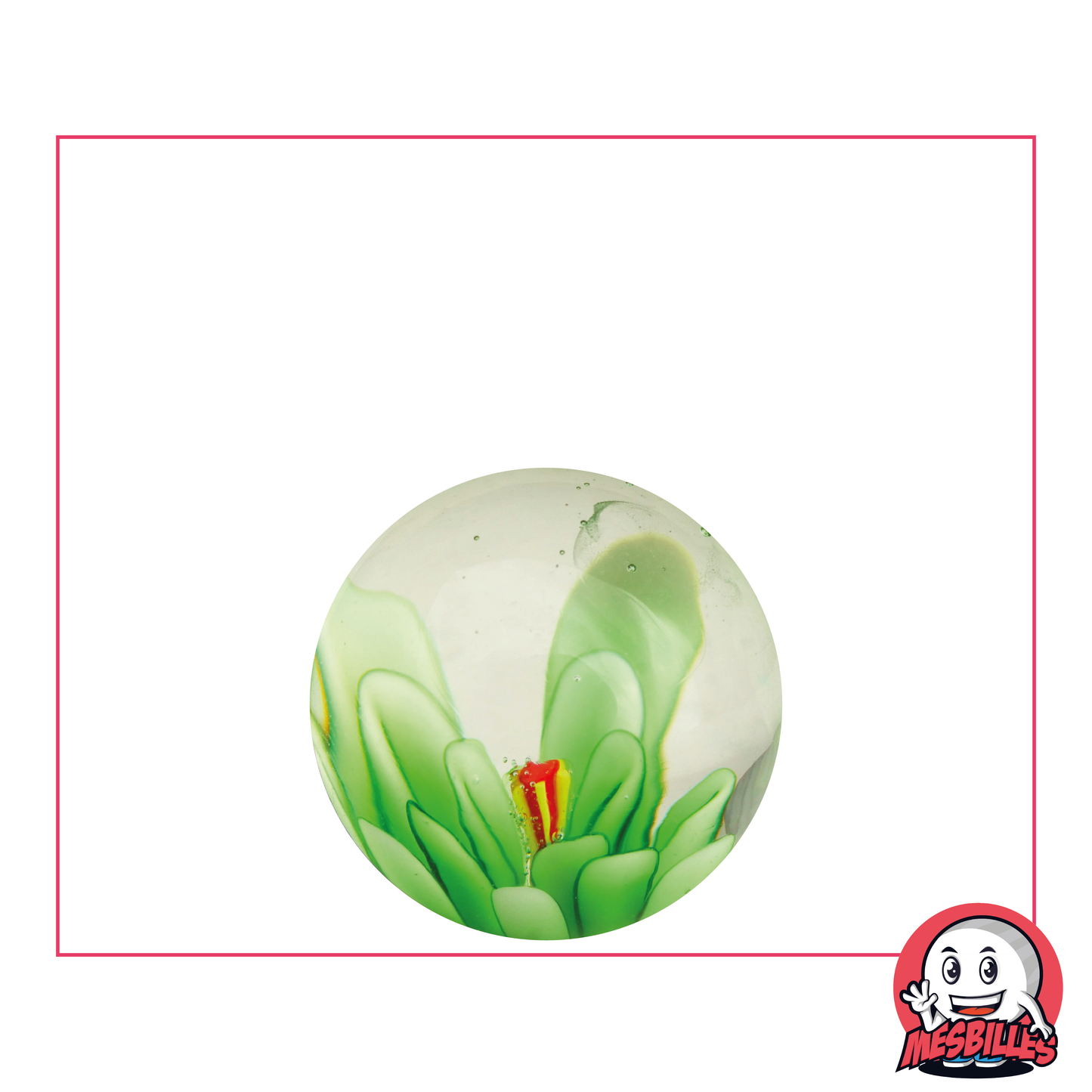 Biglia Art Fiore 3D Verde 22 mm in vetro traslucido e fiore verde 3D incastonato al centro MieiBiglie