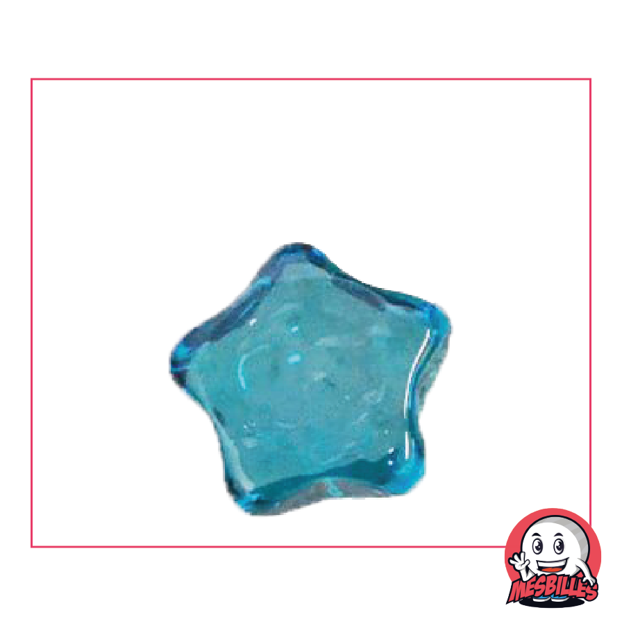 Biglia Hollywood in vetro traslucido blu chiaro di forma piatta, dimensione 2 cm - MieiBiglie