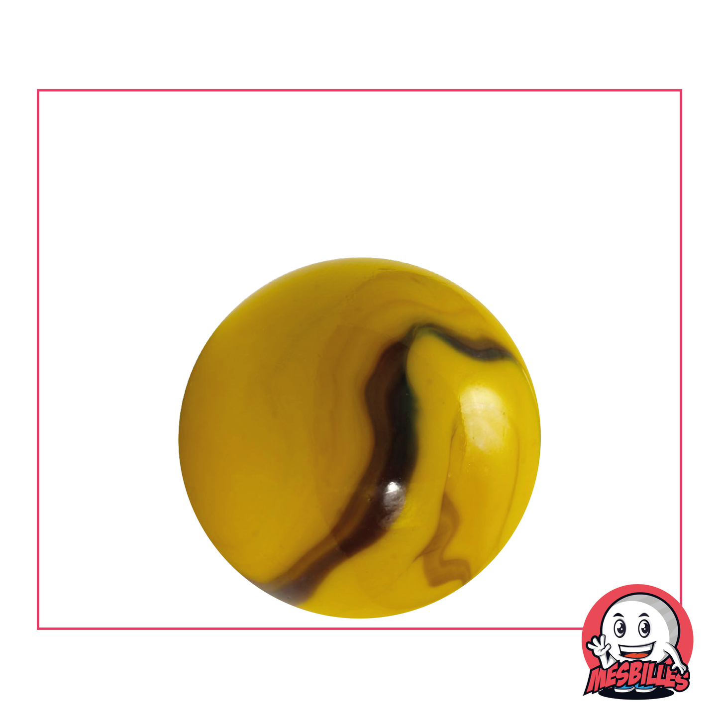 Biglia Ape opaca gialla striata di marrone da 25 mm - MieiBiglie