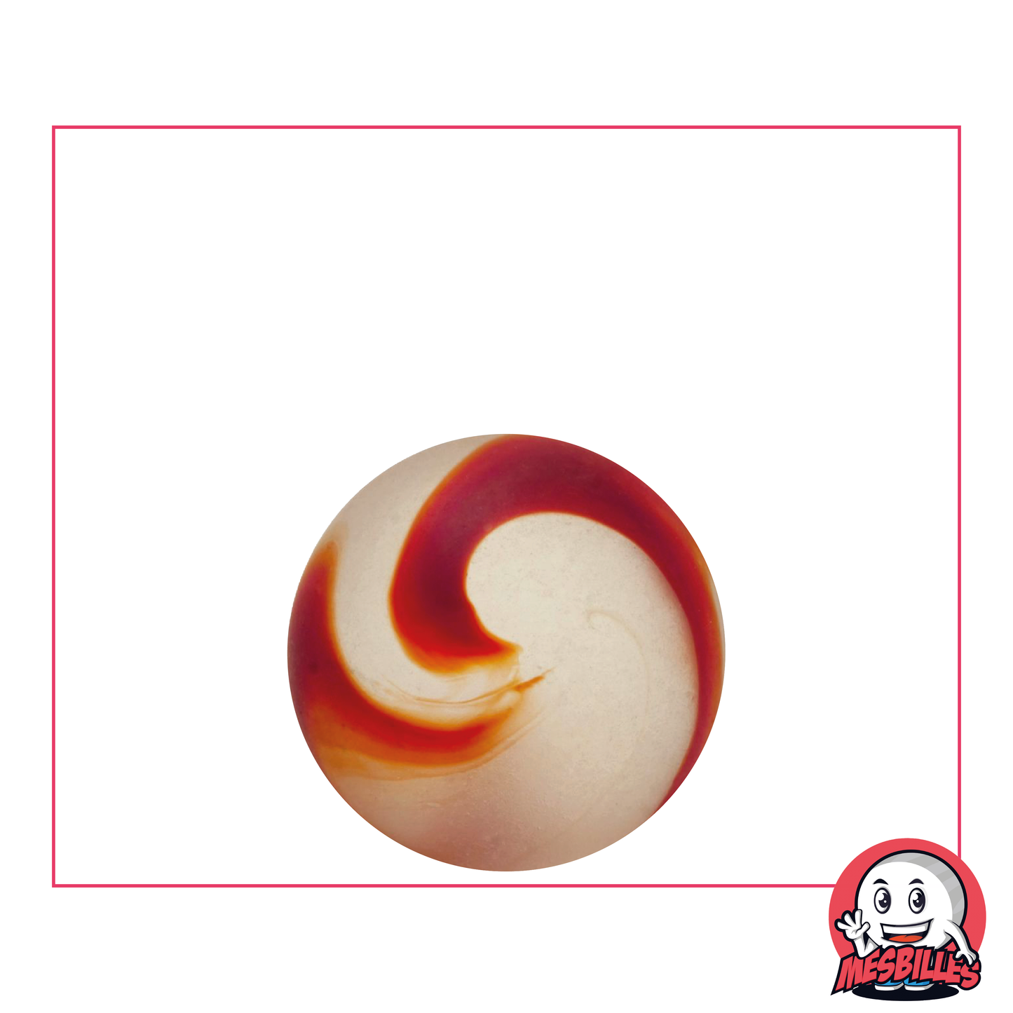 MesBilles - Biglia in vetro satinato, Biglia Satinata striata di rosso 22 mm