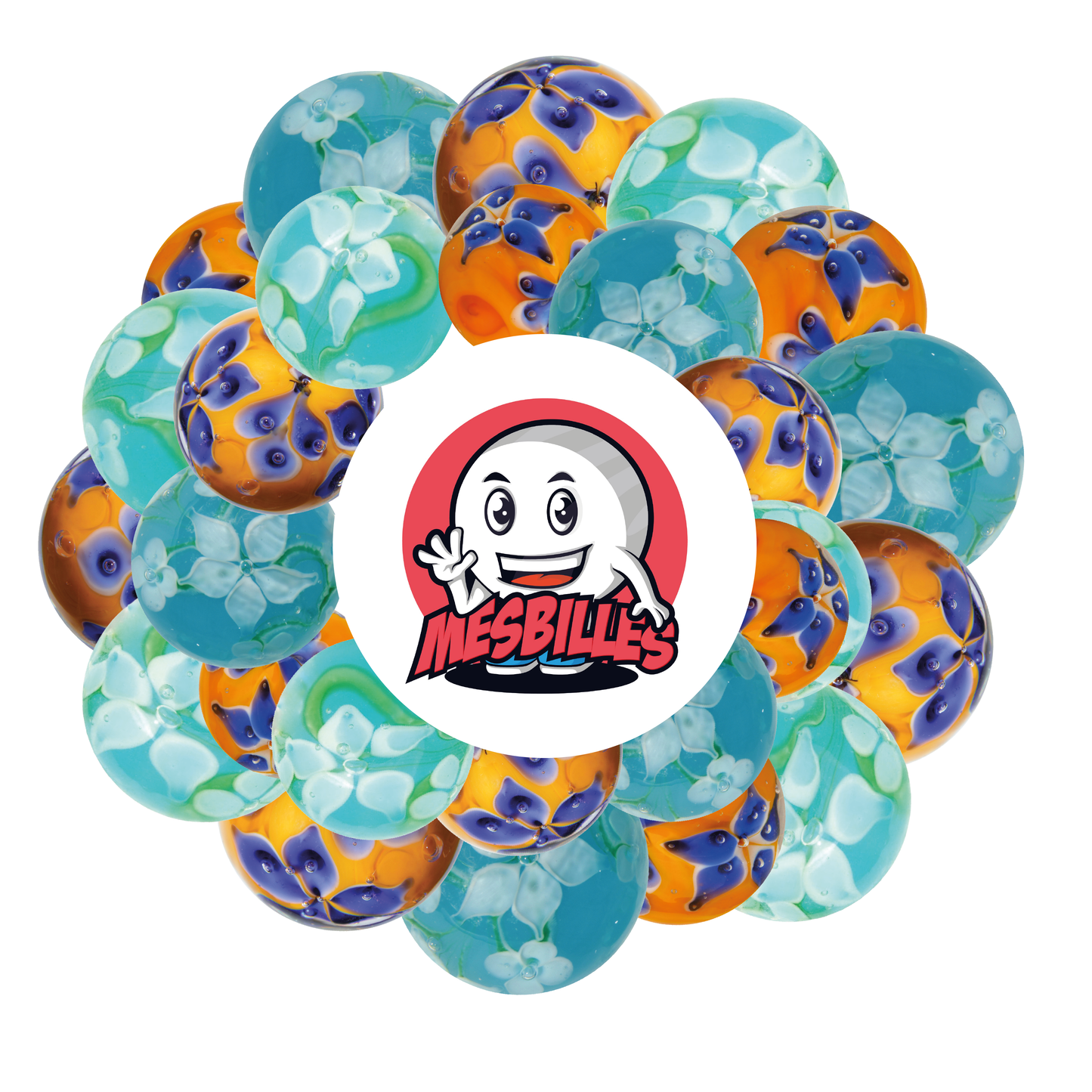 1 Biglia Art Corona Fiorita Blu 16 mm