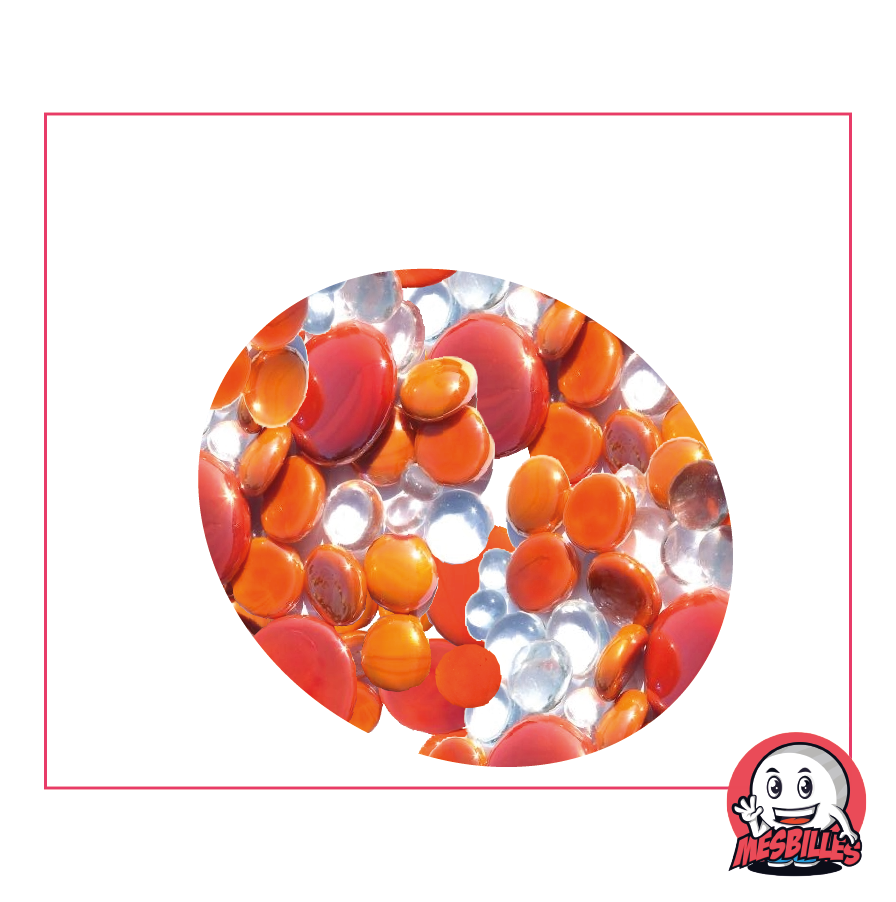 Biglie Piatta, mix arancione, 30 mm, 18 mm, 12 mm, opache e trasparenti