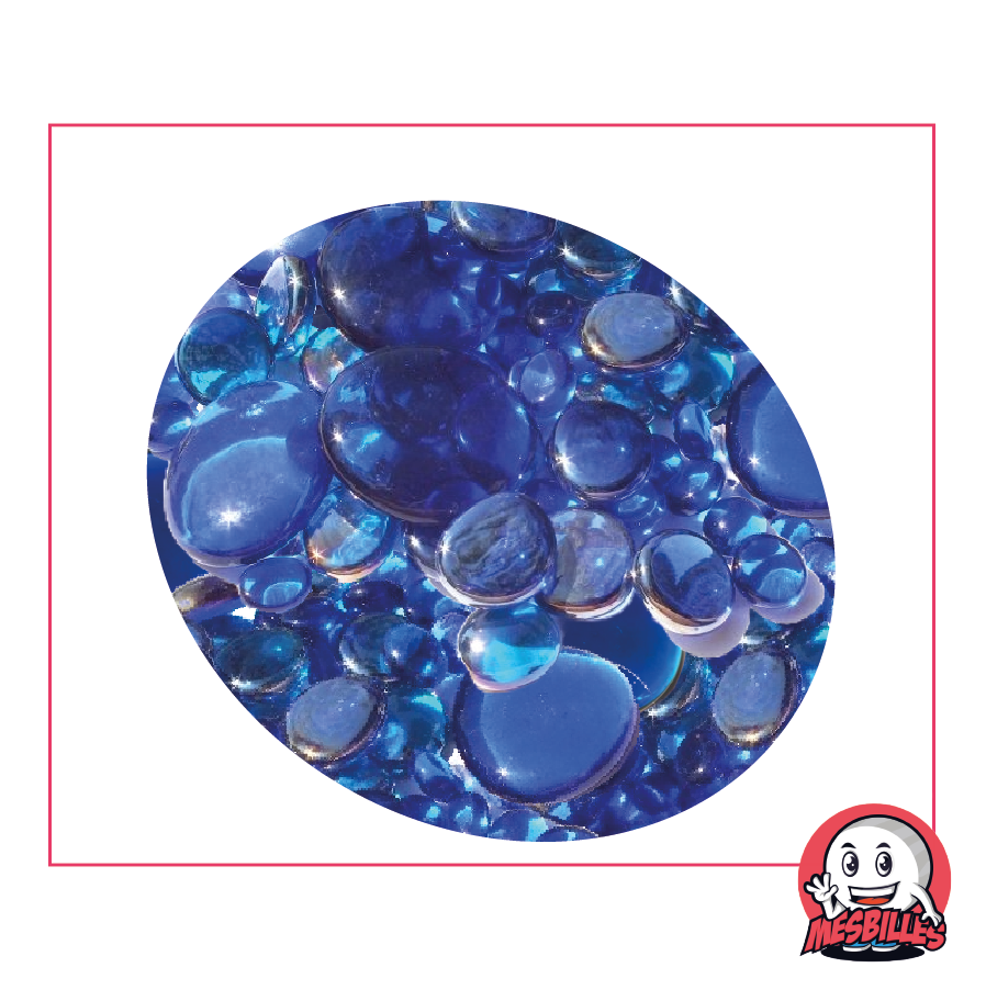 Biglie Piatte in diversi blu, trasparenti e traslucide, 12 mm-30 mm