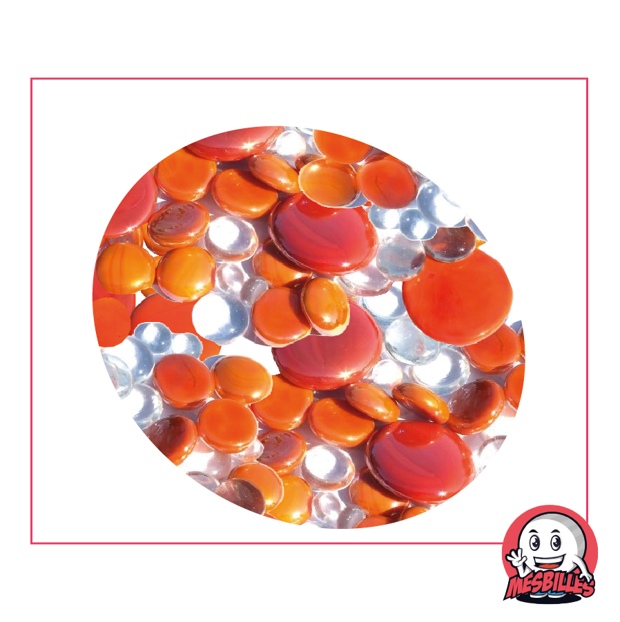 Biglie piatte arancioni e cristallo, trasparenti e opache brillanti, 12 mm-30 mm