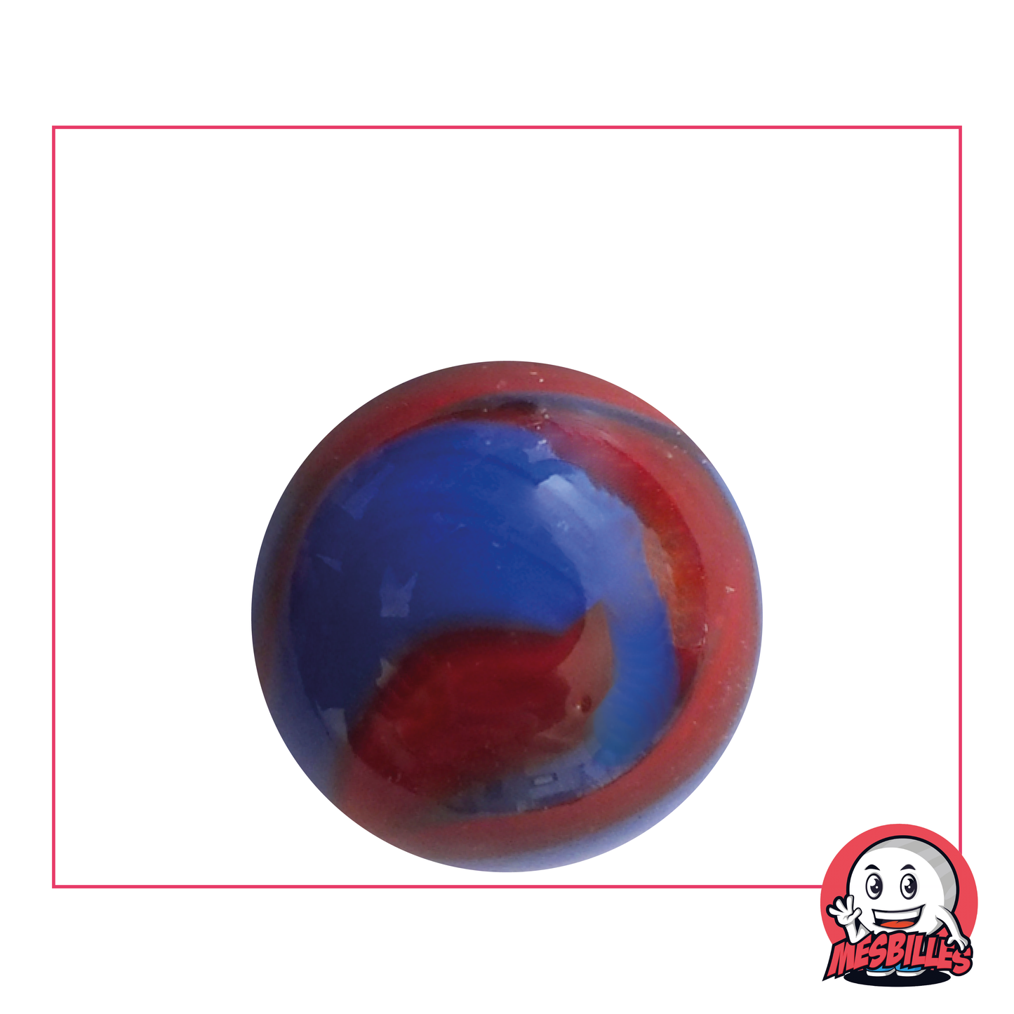 Biglia Dino, 25 mm, aspetto porcellana blu con onda rossa in superficie, un gioiello per collezionisti