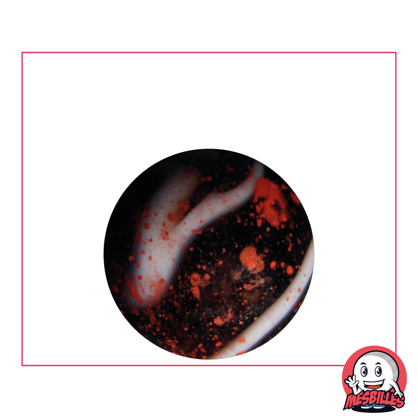 Biglia Dracula 25 mm in vetro opaco bianco rosso macchiato di nero - MieiBiglie