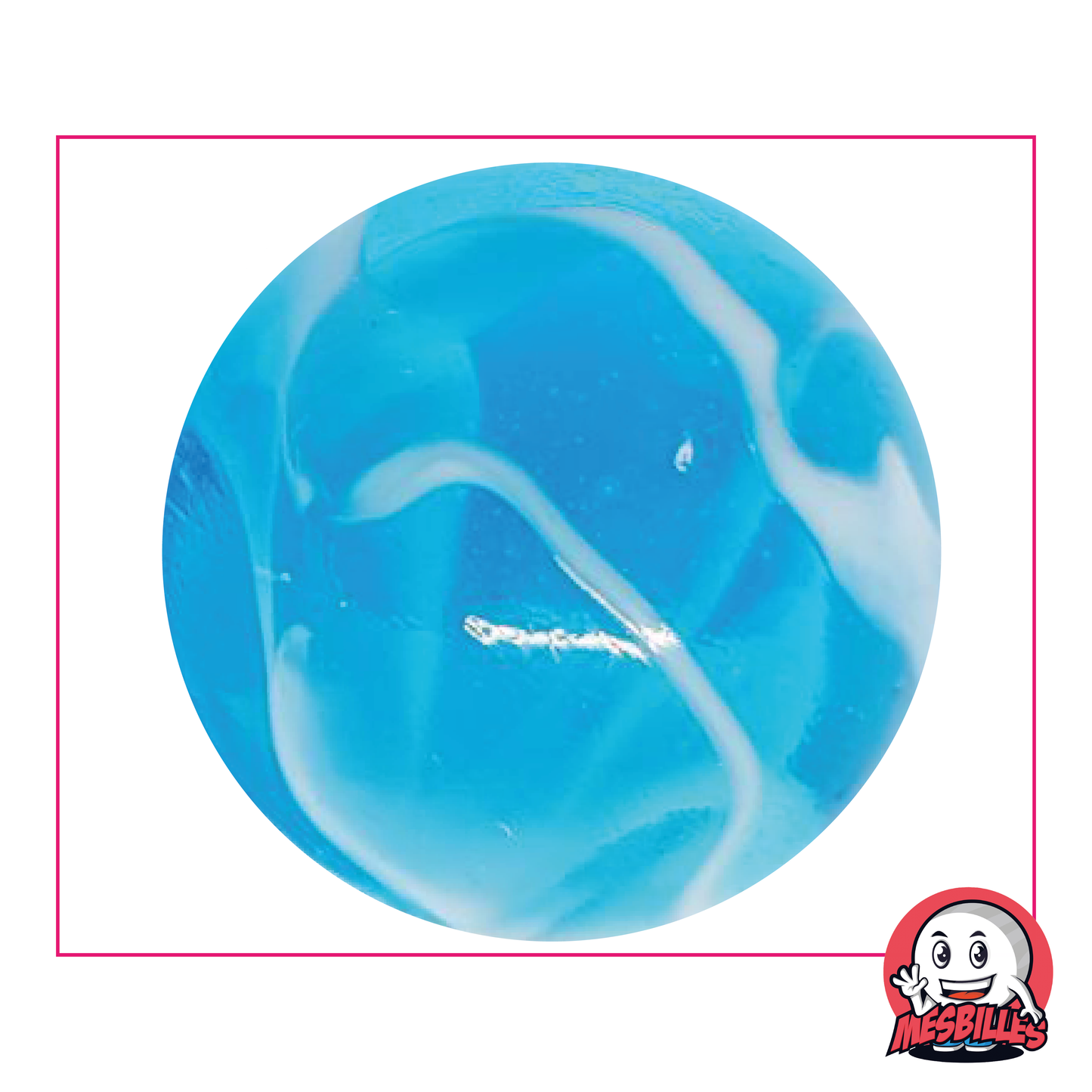 Biglia H2O 50 mm blu trasparente attraversata da onde bianche, biglia di grandi dimensioni