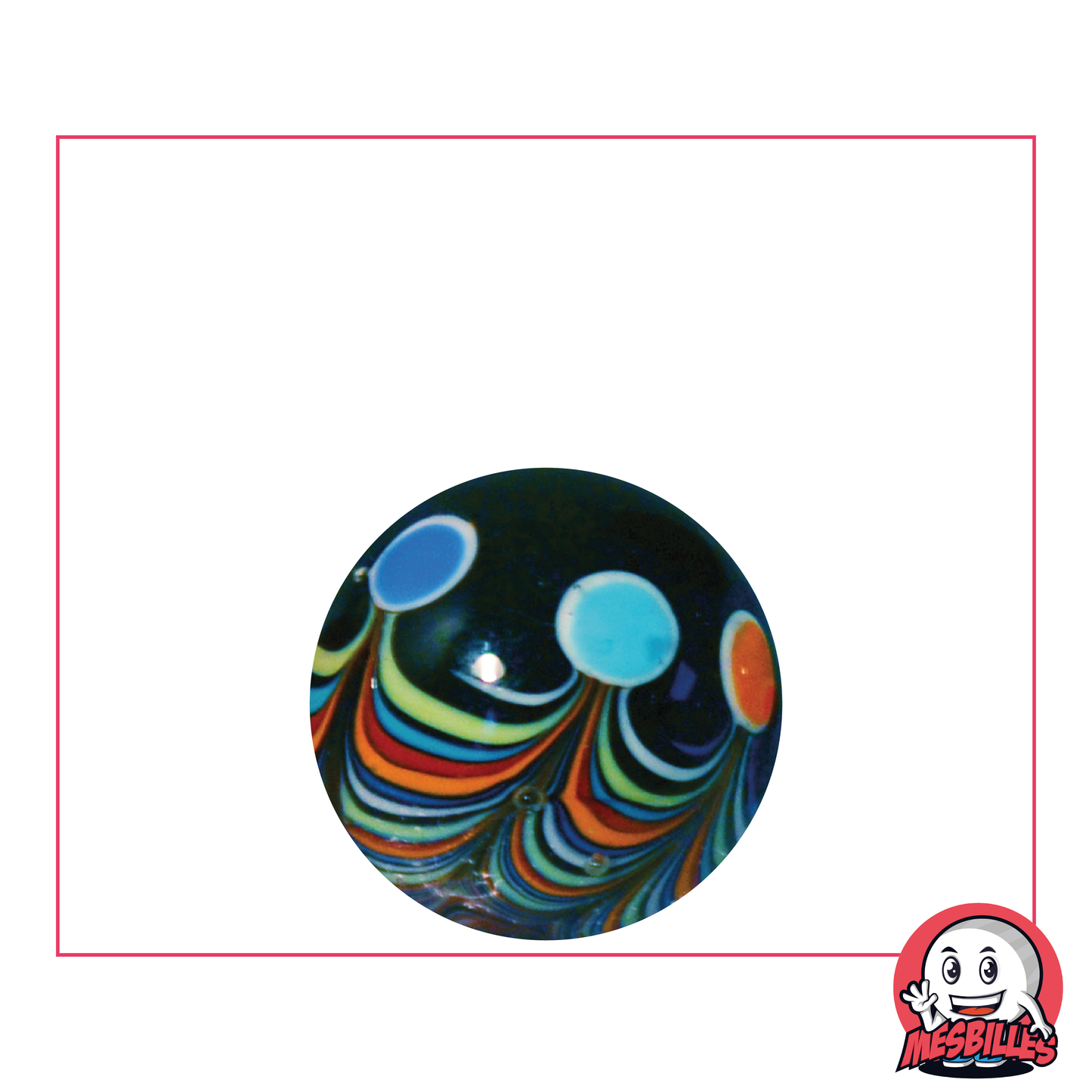 Biglia d'Art Joker Nero 22 mm, biglia artistica unica di design, multipli cerchi colorati MieiBiglie