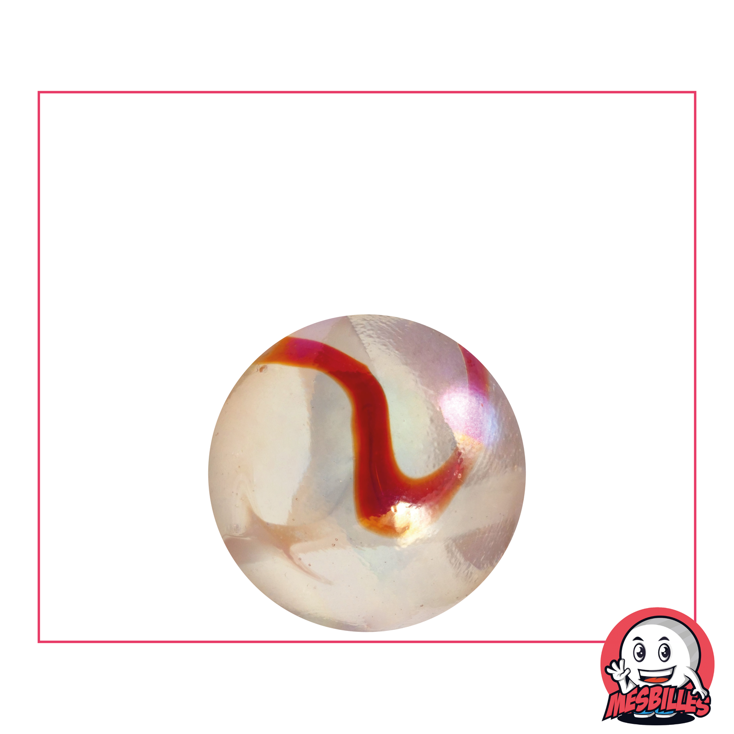 Biglia Limonata 22 mm, una biglia traslucida rosa arancione attraversata da ambra arancione - MieiBiglie