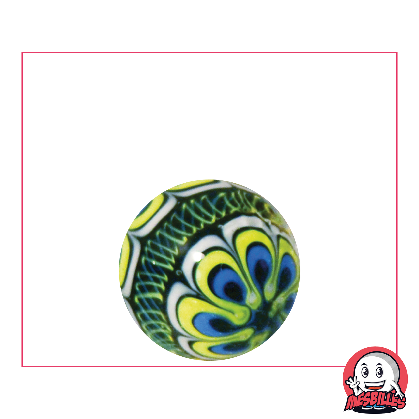 Biglia Art Mandala Verde 22 mm, biglia speciale fatta a mano con un design Mandala a predominanza verde.