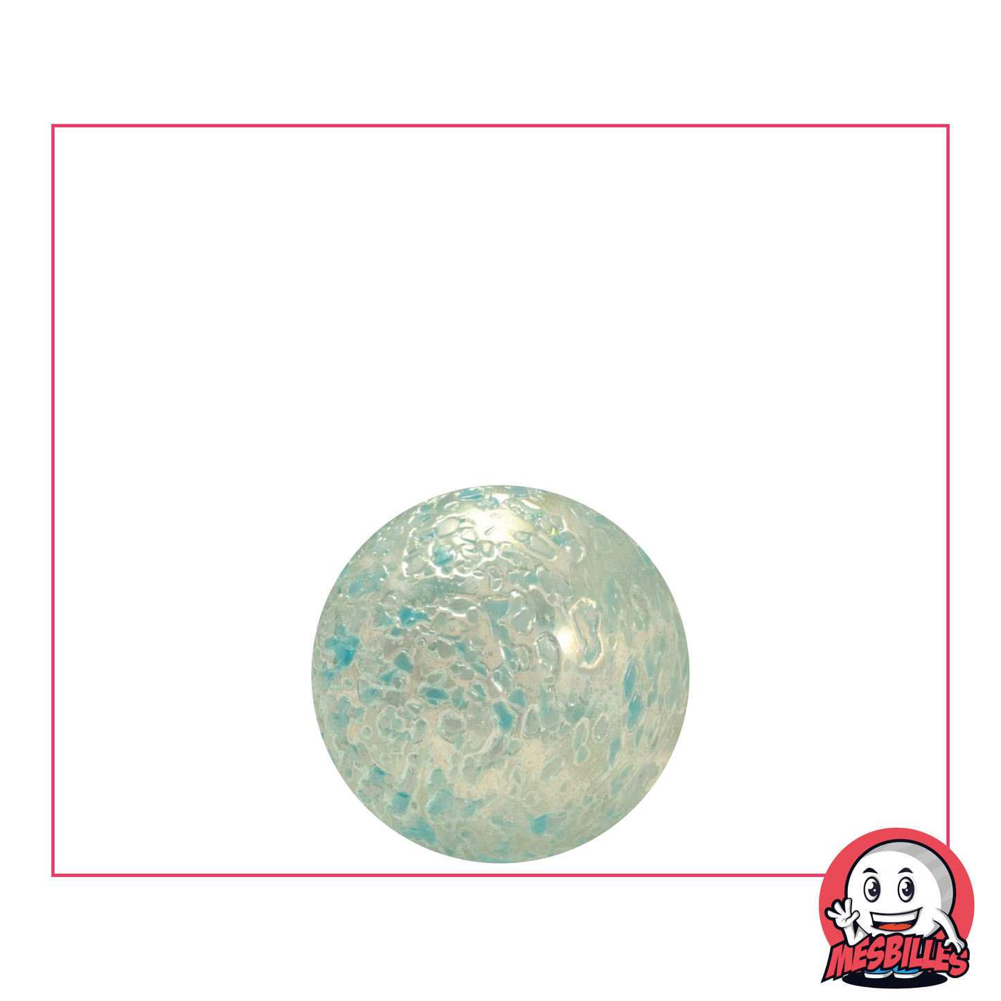 Biglia Pepita 16 mm vetro traslucido ricoperto di frammenti blu - MieiBiglie