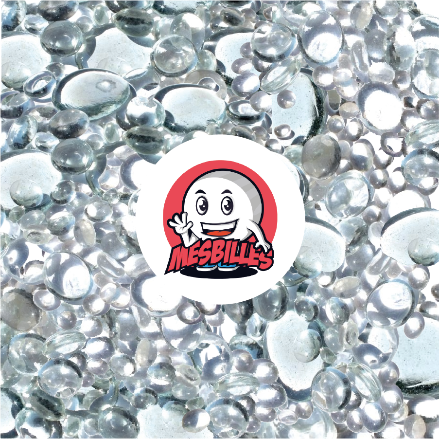 MieiBiglie - 250 gr Biglie Piatte, mix cristallo, 30mm, 18mm, 12mm, traslucide