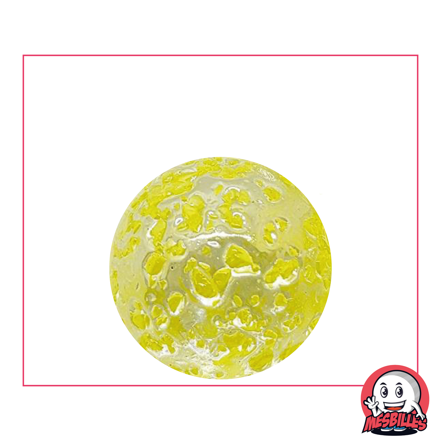 Biglia Pepita 25 mm vetro traslucido frammenti gialli - MieiBiglie