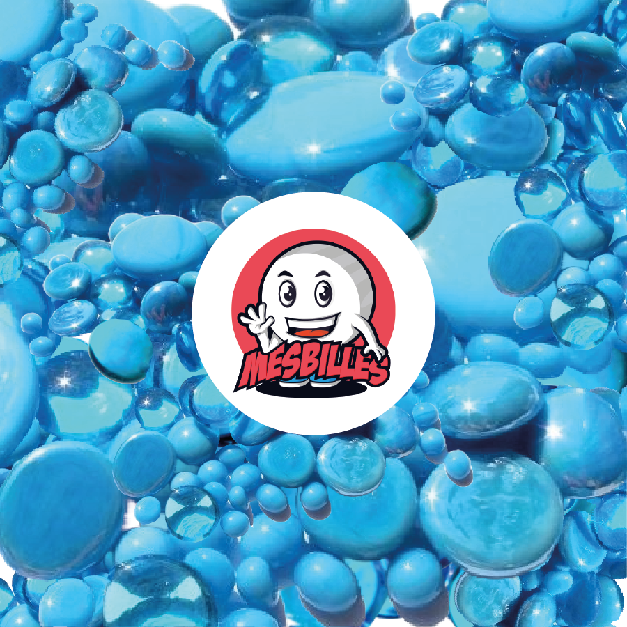 Mascotte MieiBiglie - Biglie Piatta blu turchese opache lucide in vetro da 12 mm a 30 mm