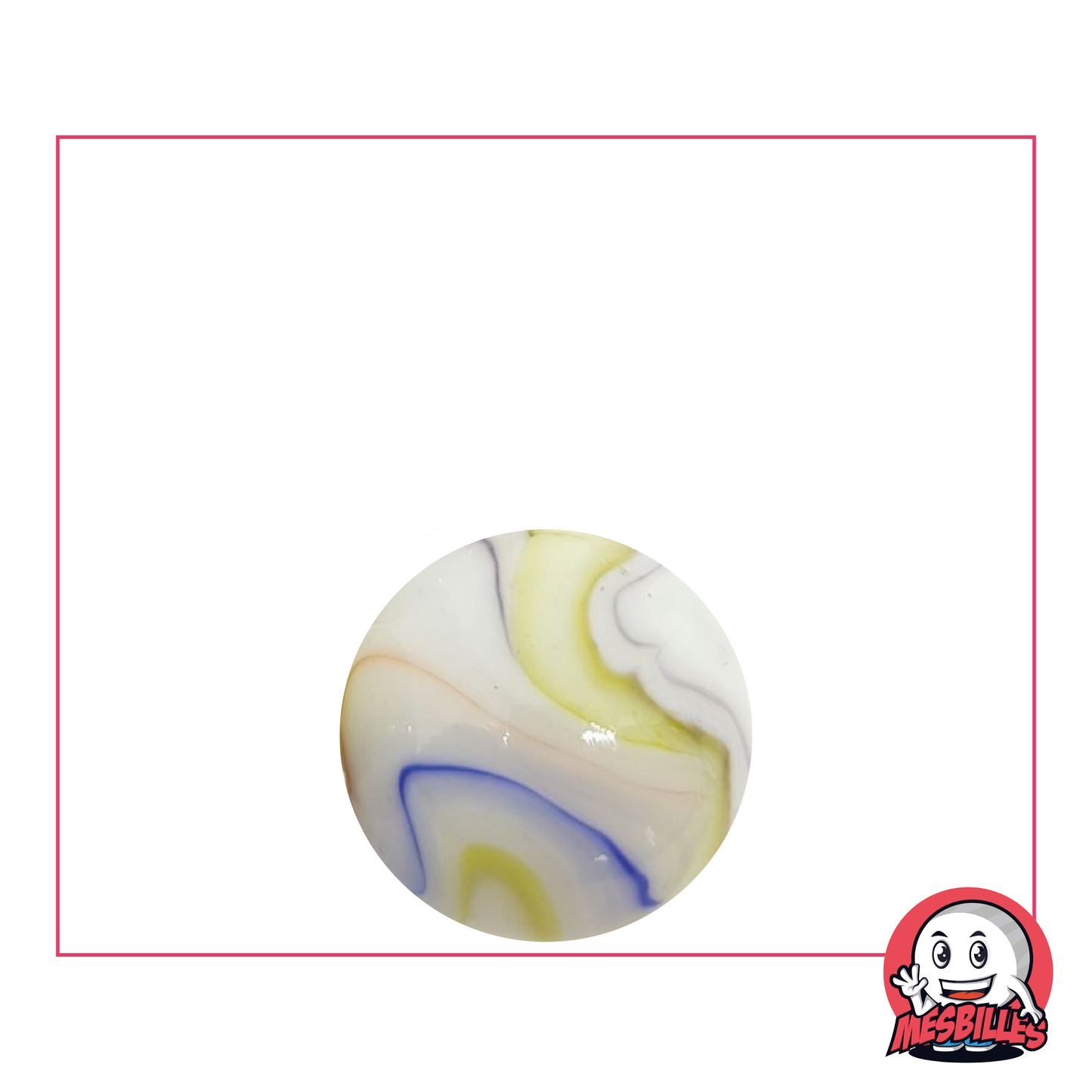 1 Biglia Multi-chiffonnade da 16 mm, biglia in vetro bianco opaco ricoperta di striature Multicolor