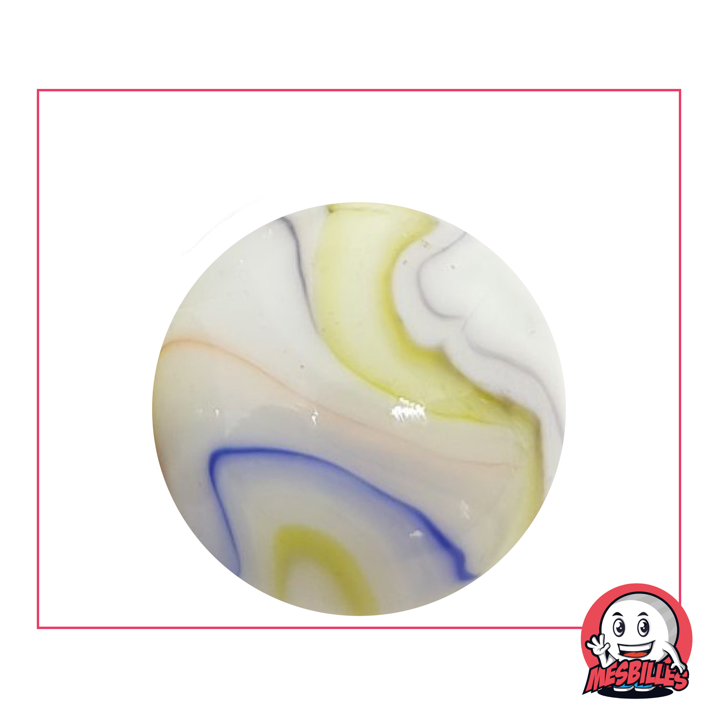 Biglia in vetro Multicolore 35 mm, bianco tipo porcellana striato da curve multicolori