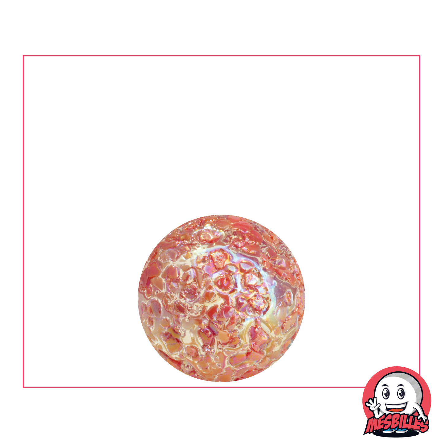 Biglia Pepita 16 mm vetro traslucido ricoperto di frammenti rosso - MieiBiglie