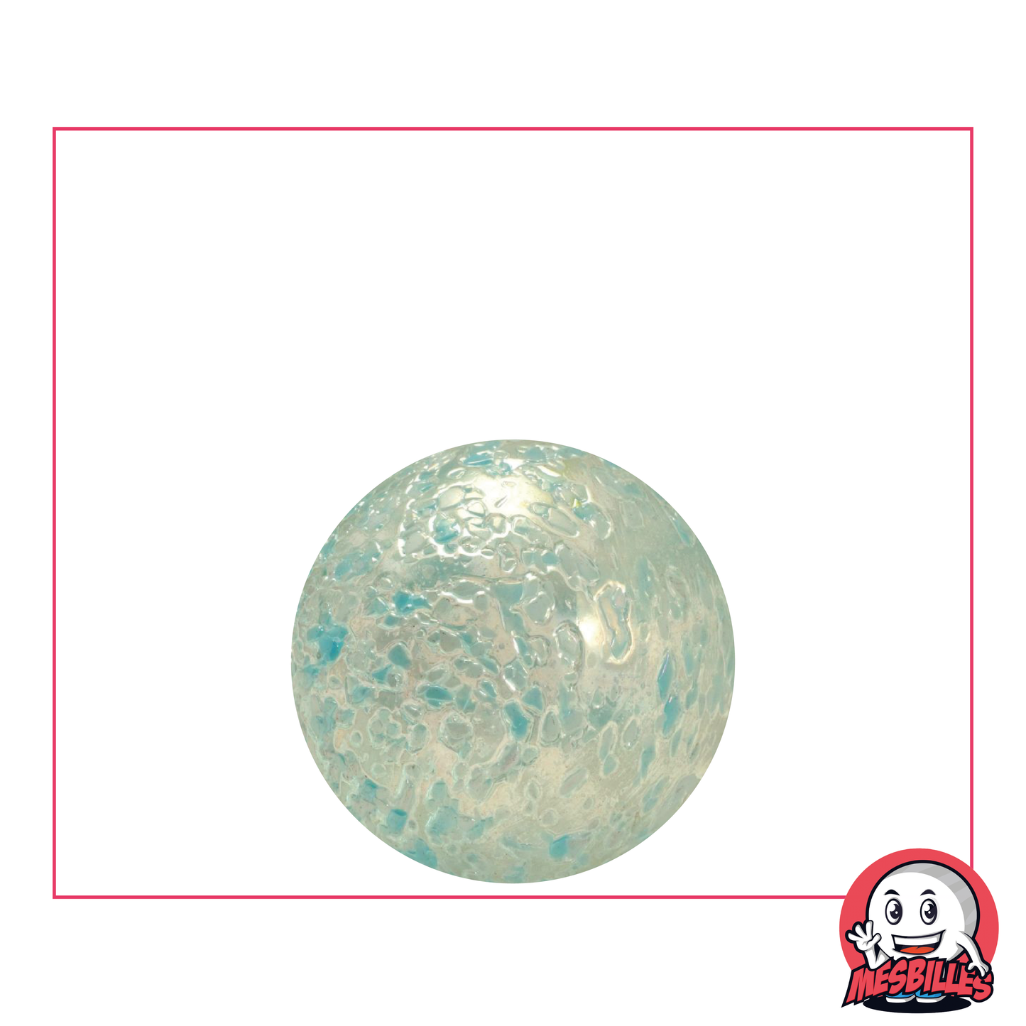 Biglia Pepita 22 mm vetro traslucido ricoperto di frammenti Blu - MieiBiglie