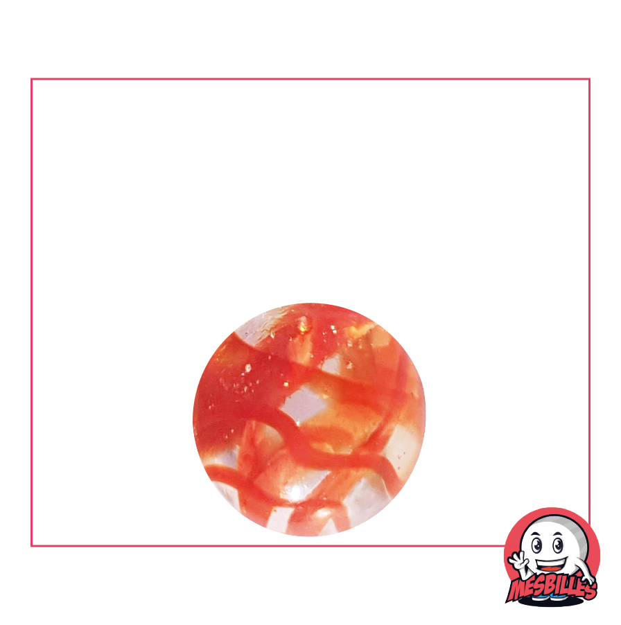 Biglia ROSSA 16 mm, biglia in vetro traslucido attraversata da striature colorate - MieiBiglie