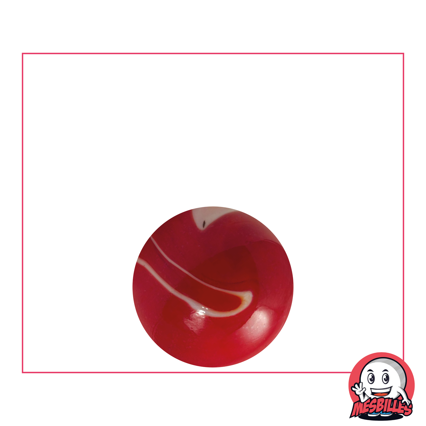 Biglia rossa opaca con tracce di bianco, biglia in vetro opaco, 16 mm - MieiBiglie