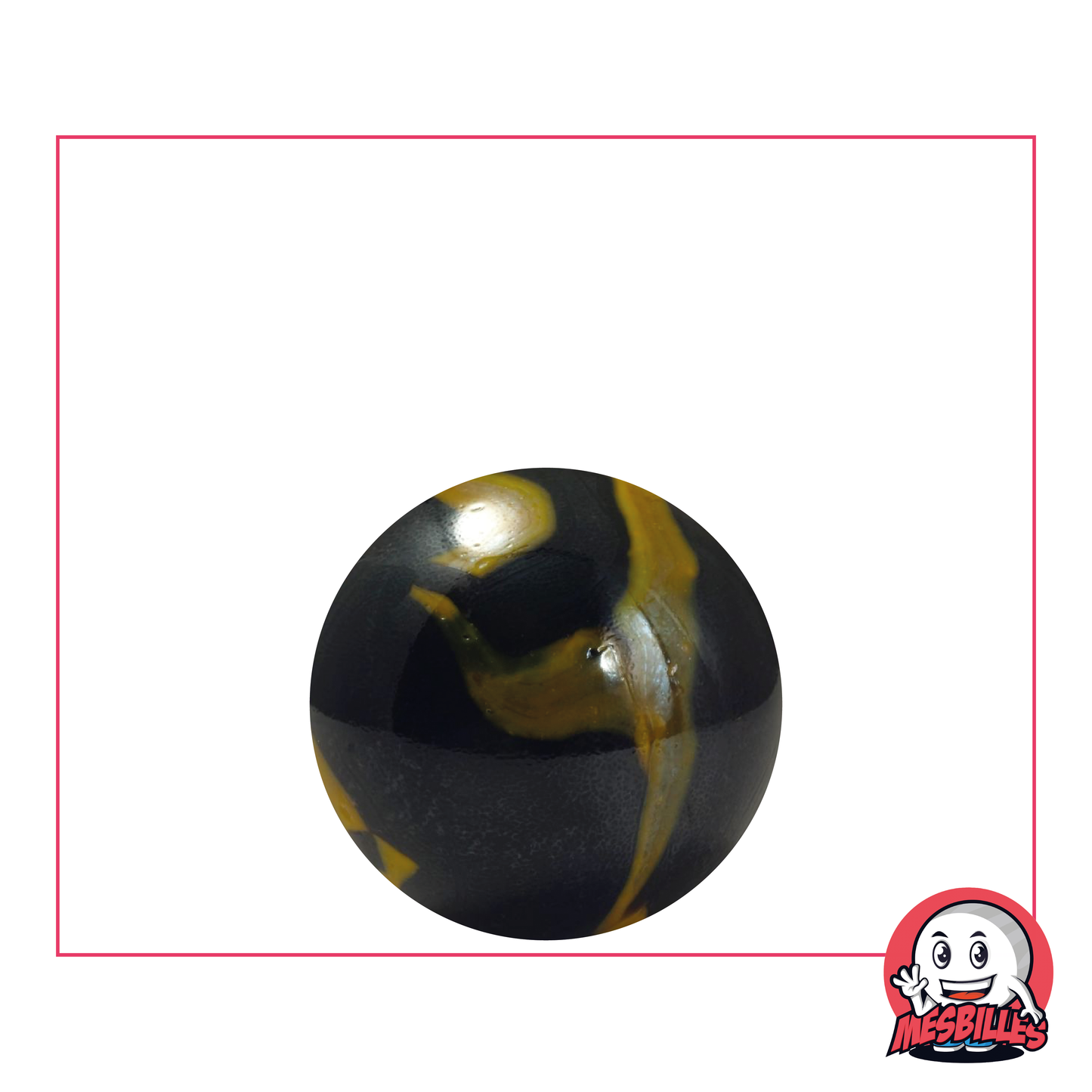 Biglia sotterranea 22 mm - Aspetto porcellana nera brillante con tocchi gialli, per uno stile misterioso