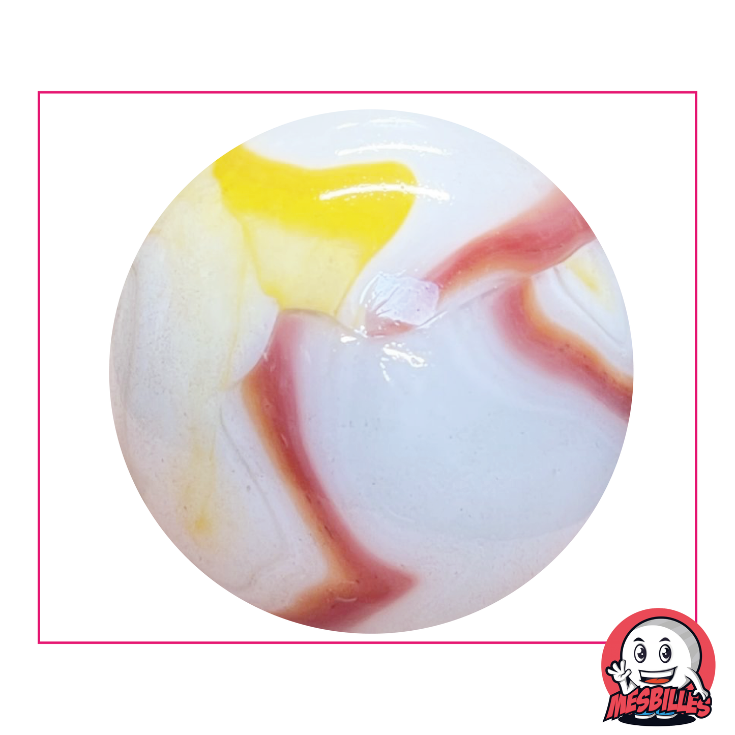 Biglia Tigre Rossa 50 mm - Vetro Opaco bianco striato di Arancione e Rosso - MieiBiglie