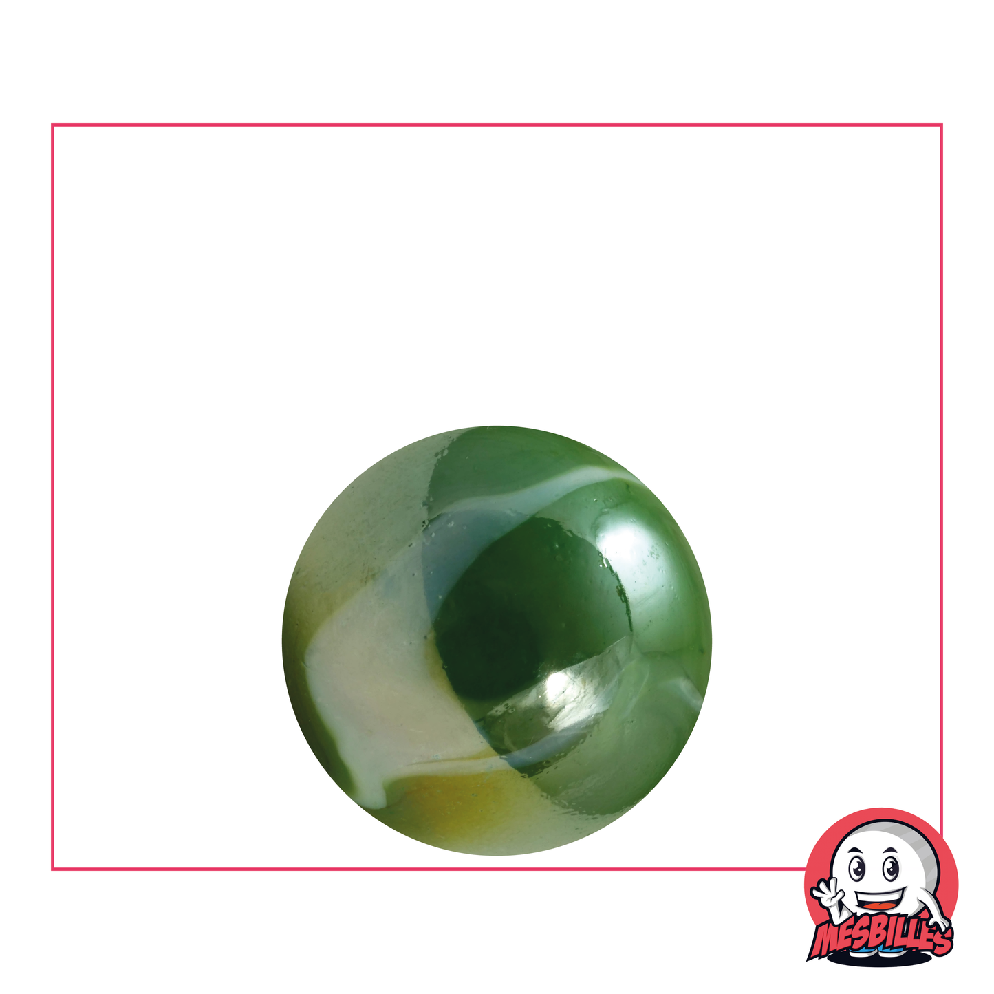 Biglia in vetro Verazade - Biglia verde perlata brillante con tracce bianche, per un'estetica unica