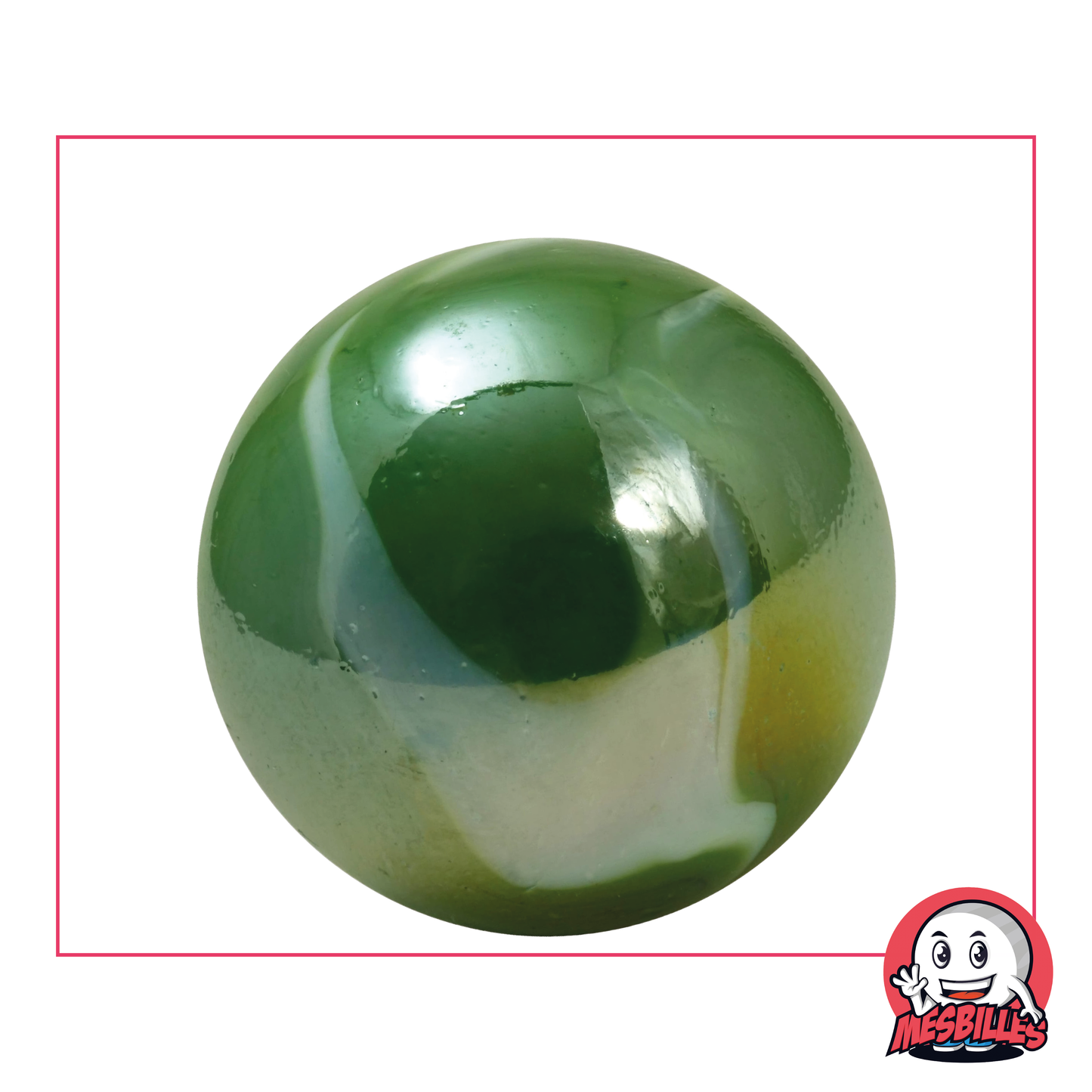 Biglia Verazade 42 mm in vetro, colore verde ultra brillante, biglia a forma di balena, biglia molto grande
