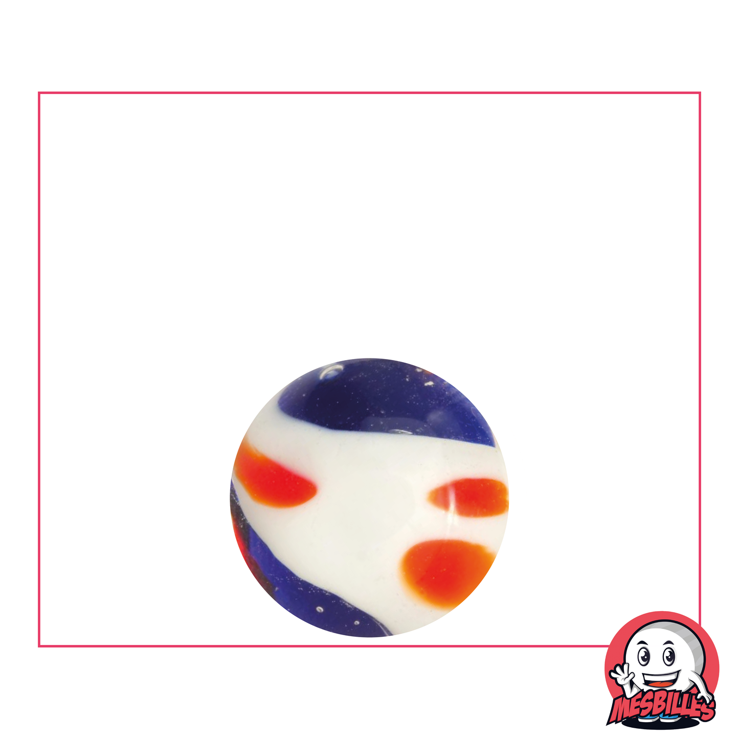 Biglia d'arte Yin-Yang Blu 16 mm con onde colorate con un mix di opacità e trasparenza