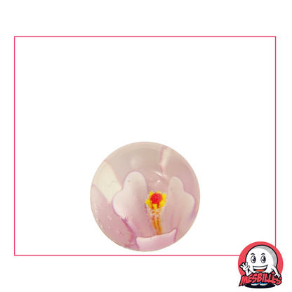 Biglia Art Flower 3D da 16 mm, biglia trasparente con fiore rosa incastonato, biglia artistica unica