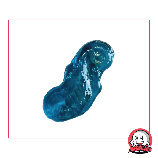 Biglia Hippocampe in vetro traslucido blu intenso di forma piatta, dimensione 30 mm - MieiBiglie
