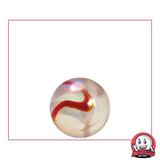 Biglia Limonade 16 mm, una biglia traslucida rosa arancione attraversata da ambra arancione - MieiBiglie