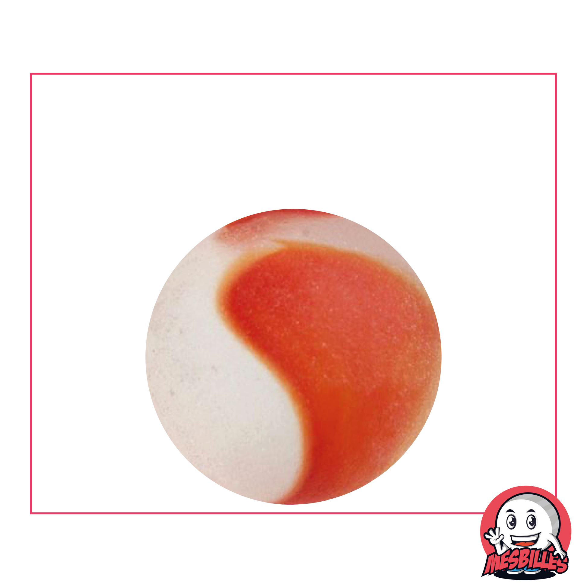 MesBilles - Biglia in vetro satinato, Biglia Satinata striata di rosso 25 mm