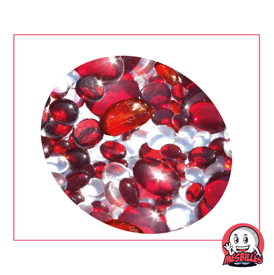 Biglie Piatte in vetro rosso e cristallo traslucido, dimensioni 12 mm-30 mm
