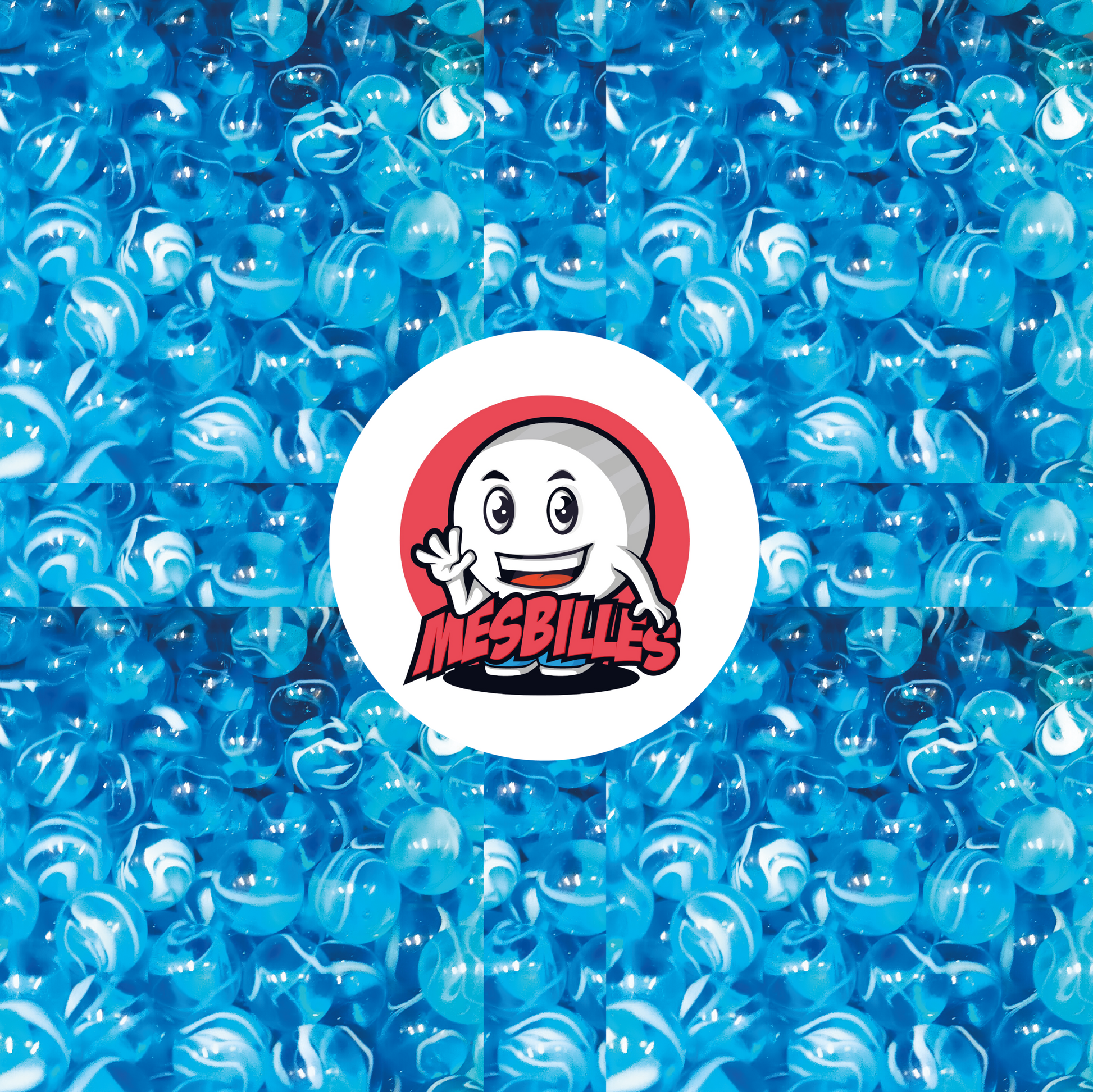 MieiBiglie - Biglie blu H2O da 12 mm con motivo a vortice blu e bianco che ricorda le onde dell'oceano.