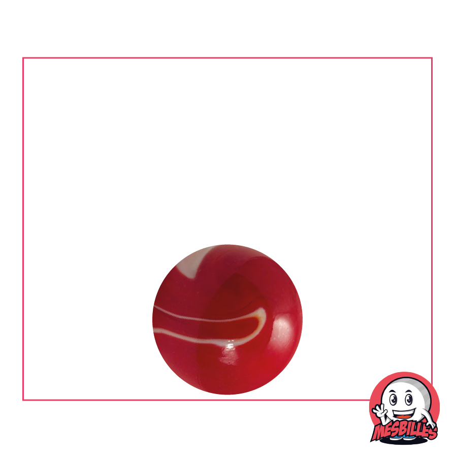 Biglia rossa opaca con tracce di bianco, biglia in vetro opaco, 14 mm - MieiBiglie