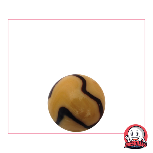 1 Biglia Caramello 16 mm, biglia in vetro opaco di colore beige con onde marroni sulla superficie