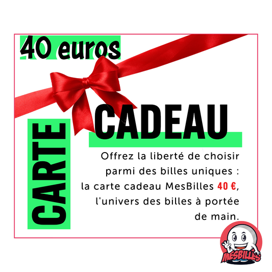 La Carta Regalo MesBilles da 40 €: l'universo delle biglie a portata di mano.