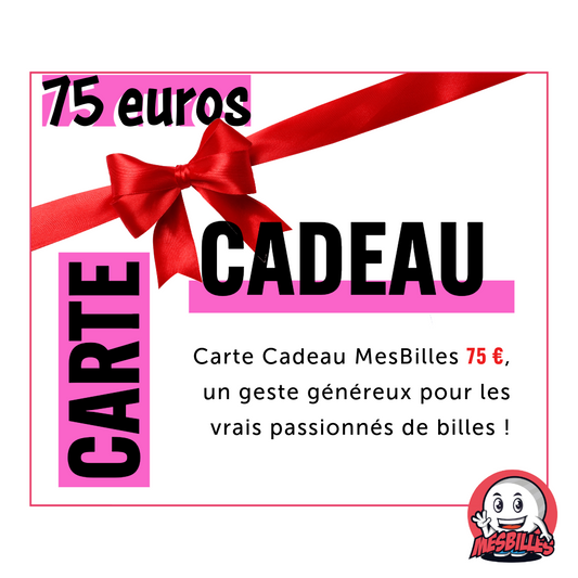 Carta Regalo MieiBiglie da 75 €: un gesto generoso per i veri appassionati di biglie.