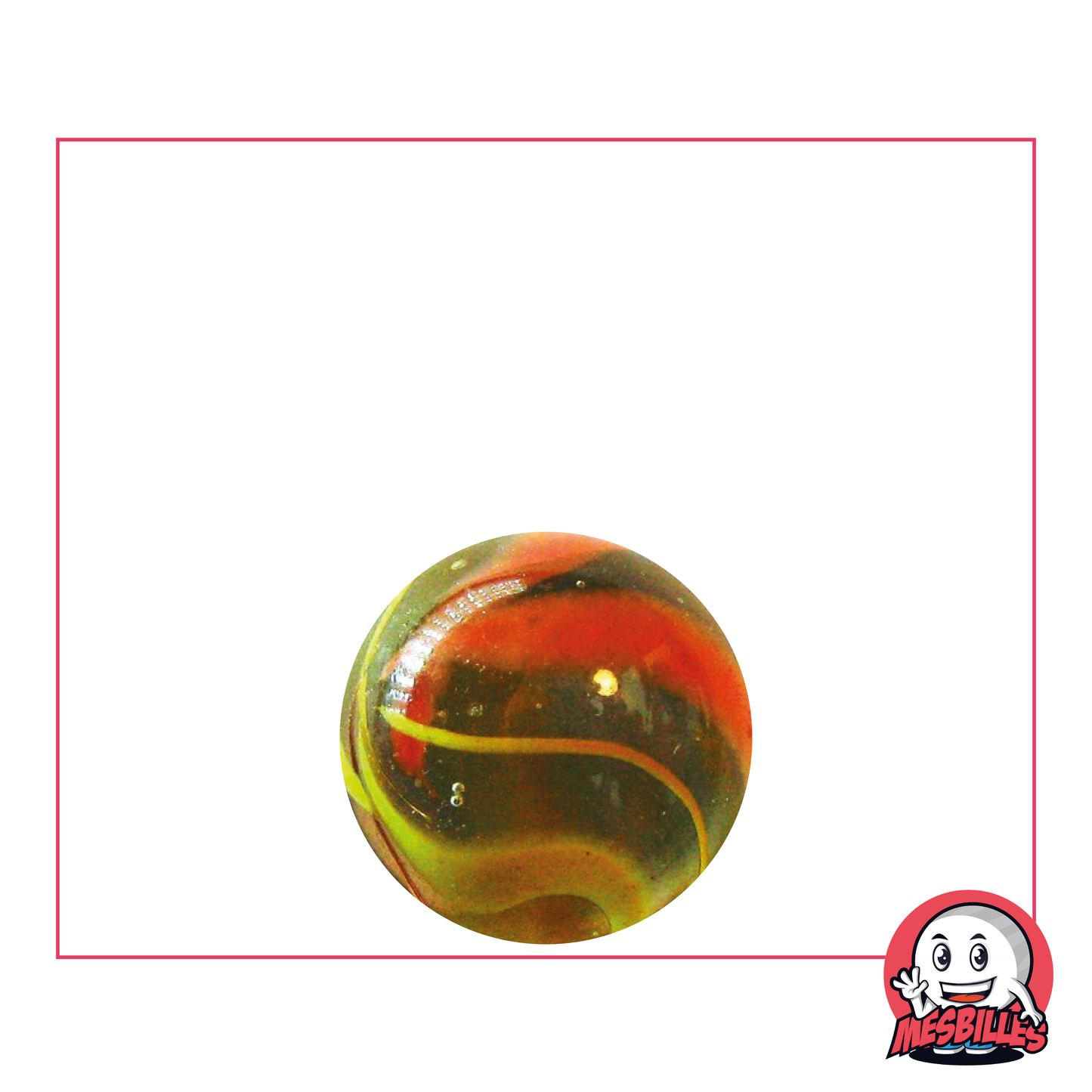 1 Biglia Condor da 16 mm, biglia rotonda in vetro traslucido, con tracce arancioni in superficie