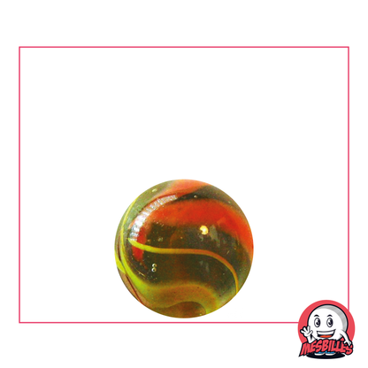 1 Biglia Condor da 16 mm, biglia rotonda in vetro traslucido, con tracce arancioni in superficie