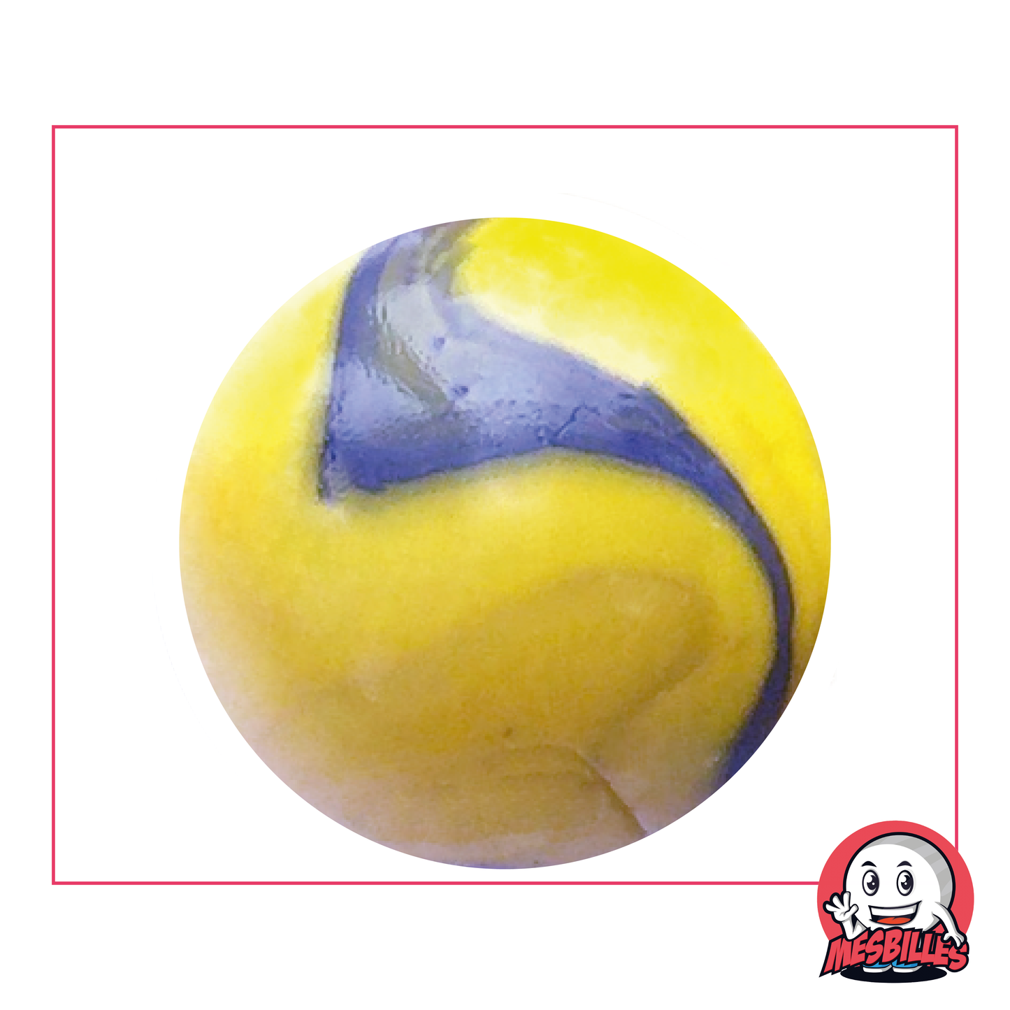 Biglia Gauguin 42 mm in vetro di due colori giallo e blu, biglia di dimensioni Whale, biglia grande