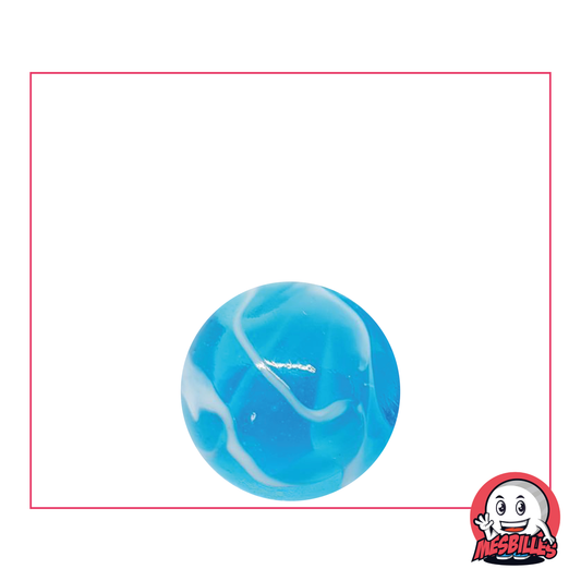 1 Biglia H2O 16 mm, Biglia in vetro traslucido di colore blu attraversata da volute bianche