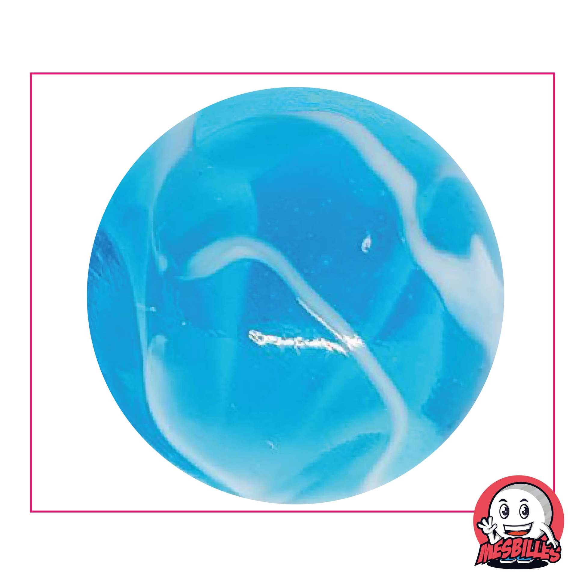 Biglia H2O 50 mm blu trasparente attraversata da onde bianche, biglia di grandi dimensioni