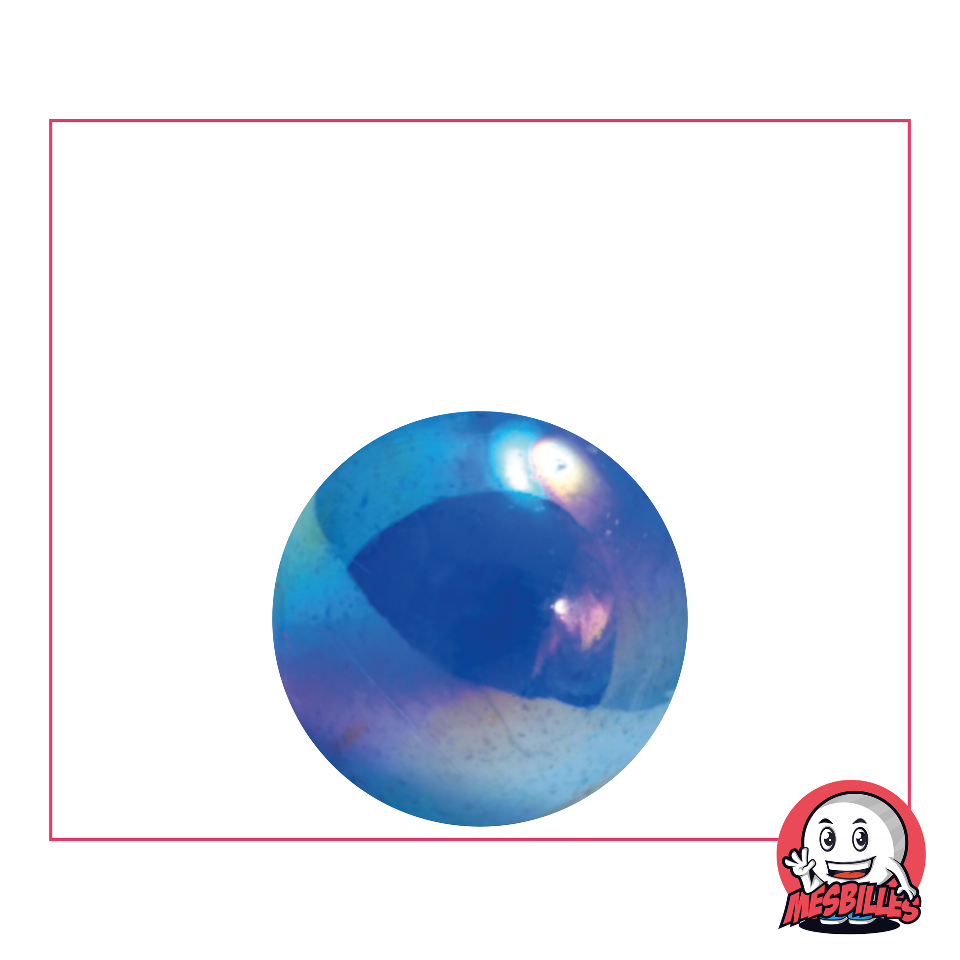 Biglia in vetro 22 mm - Biglia rotonda trasparente bluastra, iridescente in superficie, per una profondità marina