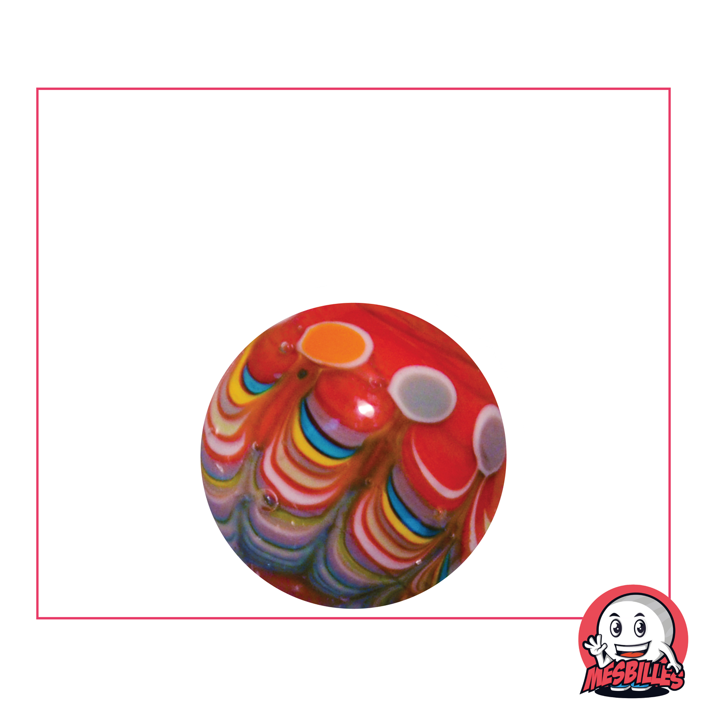 Biglia Art Joker Rosso 22 mm, biglia personalizzata realizzata a mano con cerchi colorati multipli.