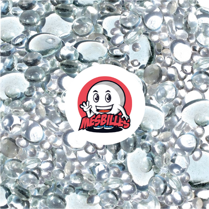 MieiBiglie - 250 gr Biglie Piatte, mix cristallo, 30mm, 18mm, 12mm, traslucide
