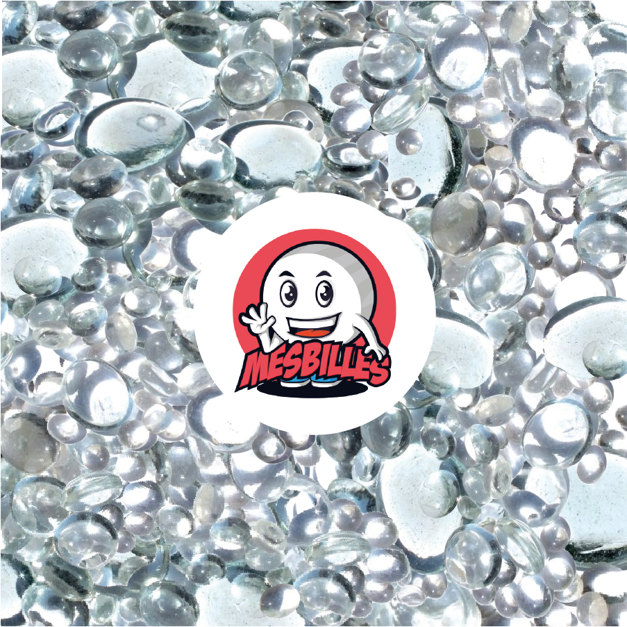 Mascotte MesBilles - Biglie Piatta cristallo, trasparenti e traslucide brillanti, 12 mm-30 mm
