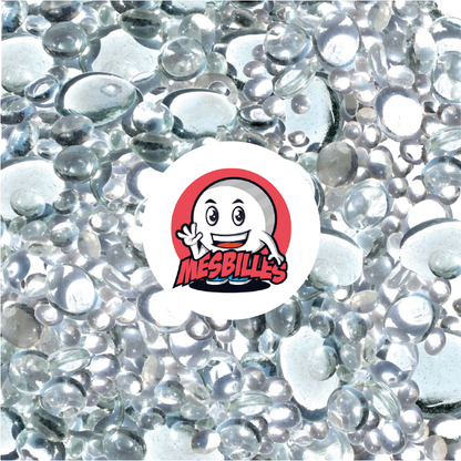 Mascotte MesBilles - Biglie Piatta cristallo, trasparenti e traslucide brillanti, 12 mm-30 mm